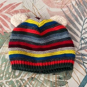 Baby Gap Crazy Stripe Bear Garter Sweater Beanie 3-6 Months